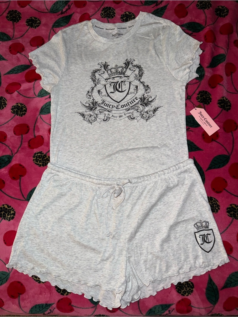 NWT Juicy Couture Women’s 2-Piece Heather Gray Pajama Set Size Large